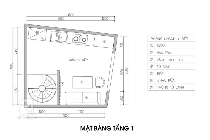 Tư vấn thiết kế nhà 3,5 tầng trên mảnh đất bị xéo với chi phí hơn 4 trăm triệu - Ảnh 1.