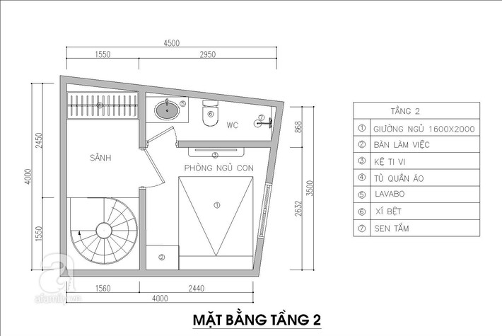 Tư vấn thiết kế nhà 3,5 tầng trên mảnh đất bị xéo với chi phí hơn 4 trăm triệu - Ảnh 2.