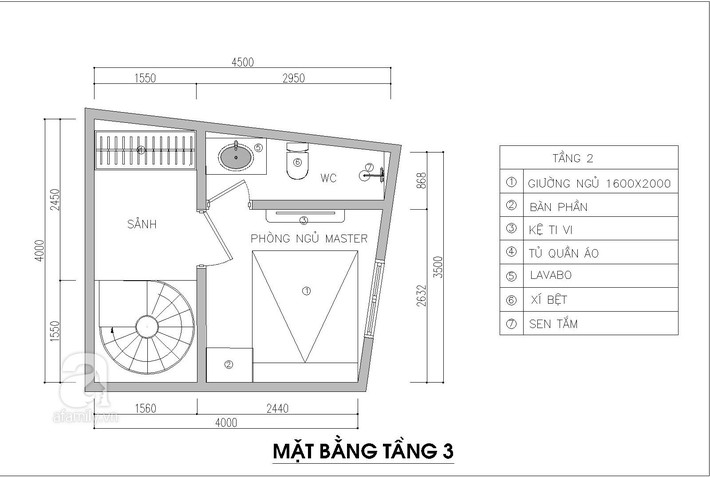 Tư vấn thiết kế nhà 3,5 tầng trên mảnh đất bị xéo với chi phí hơn 4 trăm triệu - Ảnh 3.