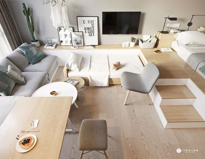 Ý tưởng thiết kế căn hộ studio siêu nhỏ nhưng cực hiện đại dành cho cả gia đình nhỏ xinh - Ảnh 6.