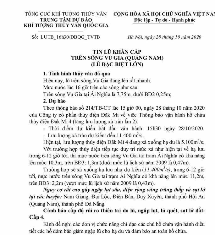 NÓNG: Thủy điện Đak Mi 4 có thể xả lũ đến 11.400 m3/giây, Quảng Nam đối diện lũ lịch sử - Ảnh 3.