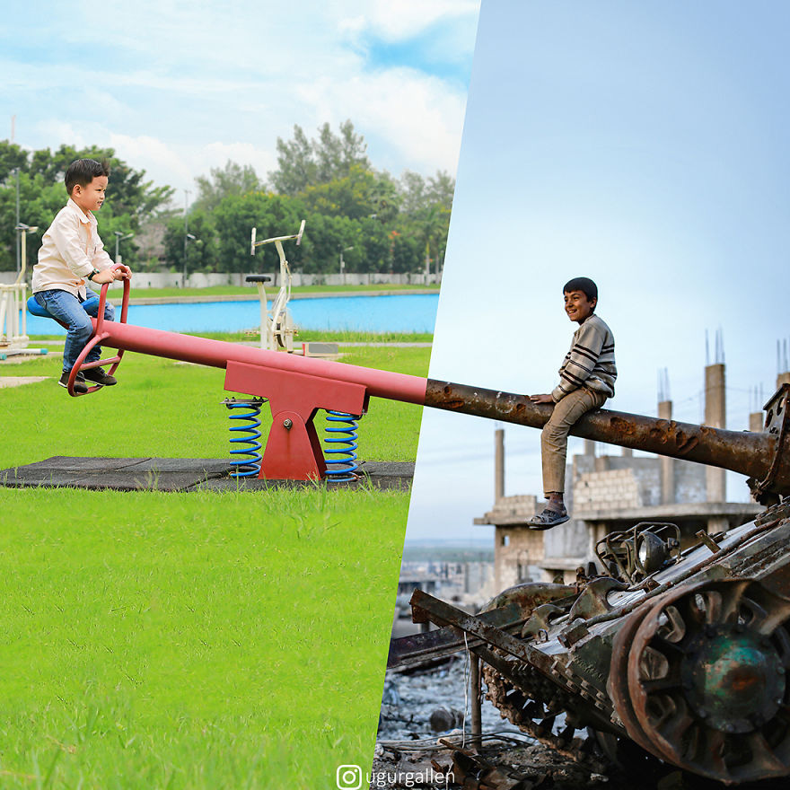 Hai thế giới: Bộ ảnh khiến người xem phải rơi nước mắt cho những đứa trẻ sống giữa làn sương bão đạn và bình yên là điều vô cùng xa xỉ - Ảnh 4. Hai thế giới: Bộ ảnh khiến người xem phải rơi nước mắt cho những đứa trẻ sống giữa làn sương bão đạn và bình yên là điều vô cùng xa xỉ - Ảnh 4.