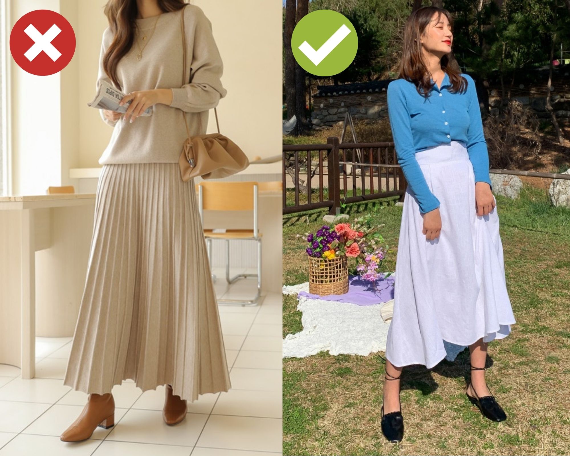 4 sai lầm khi diện váy dài khiến chị em bị dìm dáng thảm hại, mét 70 cũng thành mét rưỡi như chơi - Ảnh 3. 4 sai lầm khi diện váy dài khiến chị em bị dìm dáng thảm hại, mét 70 cũng thành mét rưỡi như chơi - Ảnh 3.