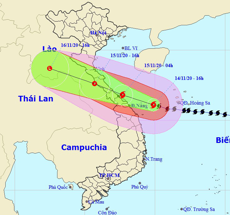Sáng mai 15-11, bão số 13 đổ bộ từ Hà Tĩnh đến Quảng Nam - Ảnh 1.
