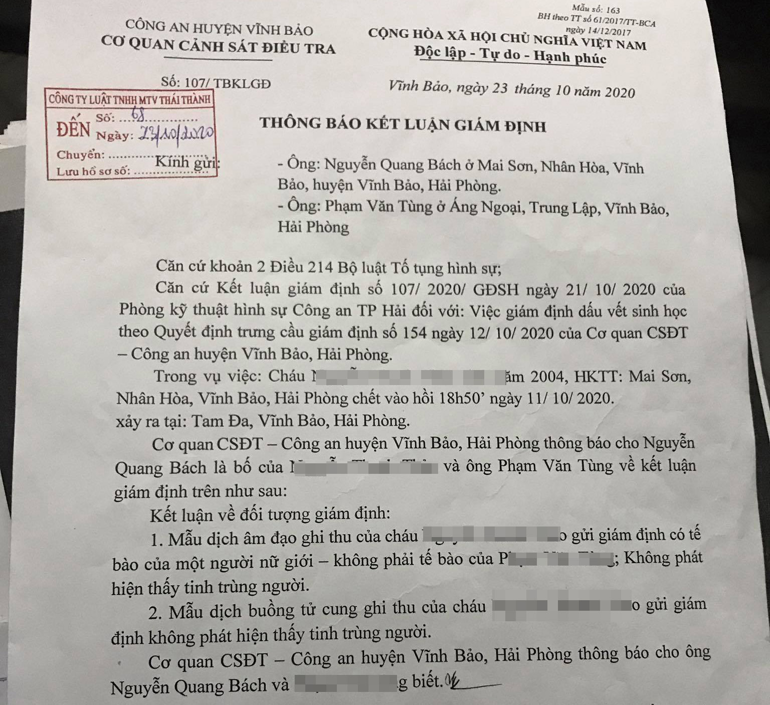 Kết quả giám định Kết quả giám định