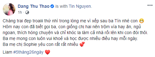 Con trai Đặng Thu Thảo mới hơn 5 tháng tuổi đã biết gọi tiếng ba - Ảnh 1.