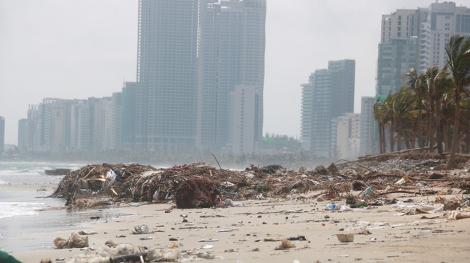Kinh hãi với những núi rác khổng lồ trên bãi biển Đà Nẵng sau bão - Ảnh 10.