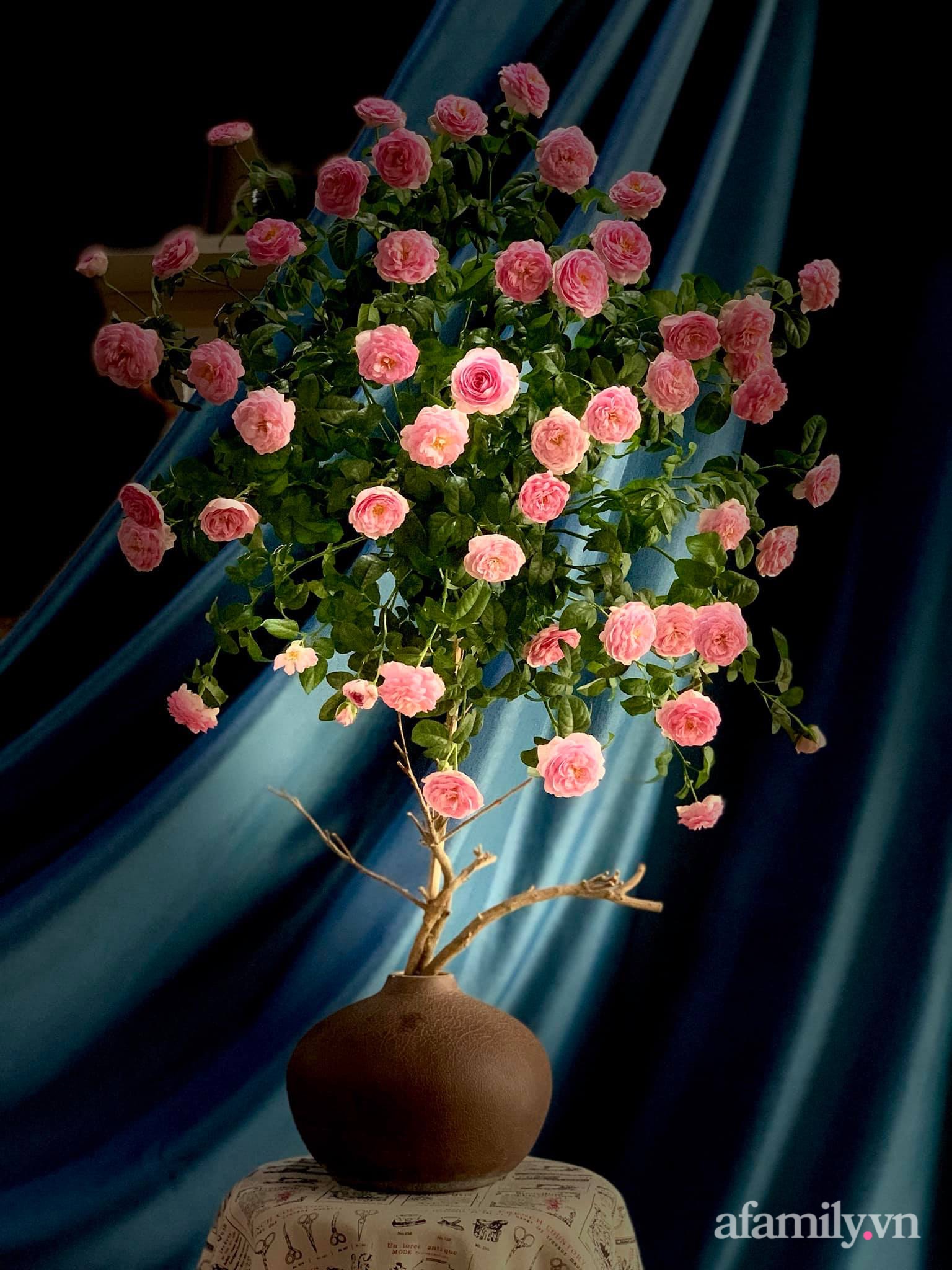Chọn hồng cắt cành, người phụ nữ Hà Thành cắm kiểu tree rose đẹp duyên dáng không thể rời mắt - Ảnh 5.