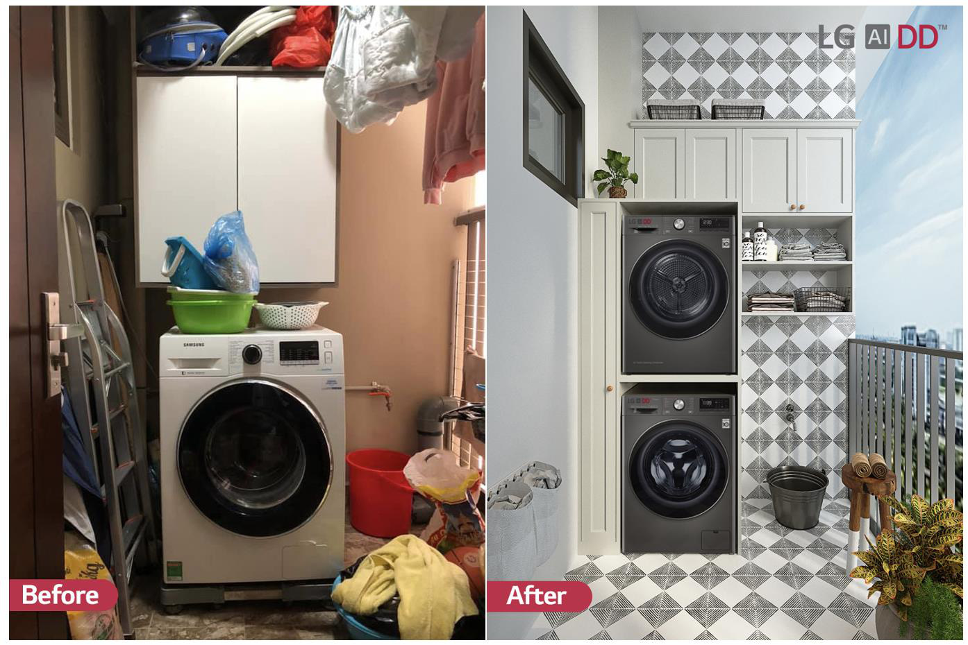 KTS hô biến những góc giặt cũ kĩ, lộn xộn của chị em hội Nghiện nhà thành không gian đẹp lung linh, nhìn là muốn học theo ngay lập tức - Ảnh 2. KTS hô biến những góc giặt cũ kĩ, lộn xộn của chị em hội Nghiện nhà thành không gian đẹp lung linh, nhìn là muốn học theo ngay lập tức - Ảnh 2.