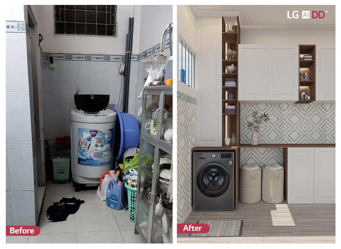KTS hô biến những góc giặt cũ kĩ, lộn xộn của chị em hội Nghiện nhà thành không gian đẹp lung linh, nhìn là muốn học theo ngay lập tức - Ảnh 3. KTS hô biến những góc giặt cũ kĩ, lộn xộn của chị em hội Nghiện nhà thành không gian đẹp lung linh, nhìn là muốn học theo ngay lập tức - Ảnh 3.