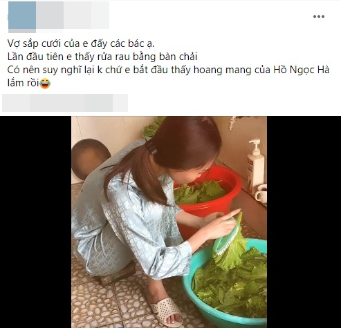 Thấy vợ sắp cưới dùng chiếc bàn chải to đùng để rửa rau, anh chồng sợ hãi muốn đổi ý và những lời bình cực "lầy" của dân mạng - Ảnh 1. Thấy vợ sắp cưới dùng chiếc bàn chải to đùng để rửa rau, anh chồng sợ hãi muốn đổi ý và những lời bình cực "lầy" của dân mạng - Ảnh 1.
