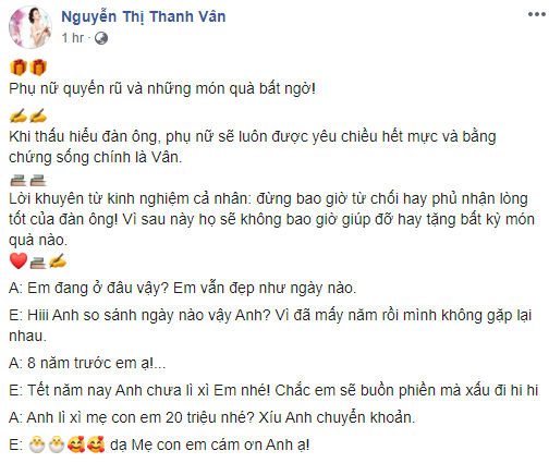 &quot;Chuyên gia tâm lý học&quot; Phi Thanh Vân lại khuyên chị em phụ nữ &quot;đừng bao giờ từ chối hay phủ nhận lòng tốt của đàn ông&quot; - Ảnh 1.