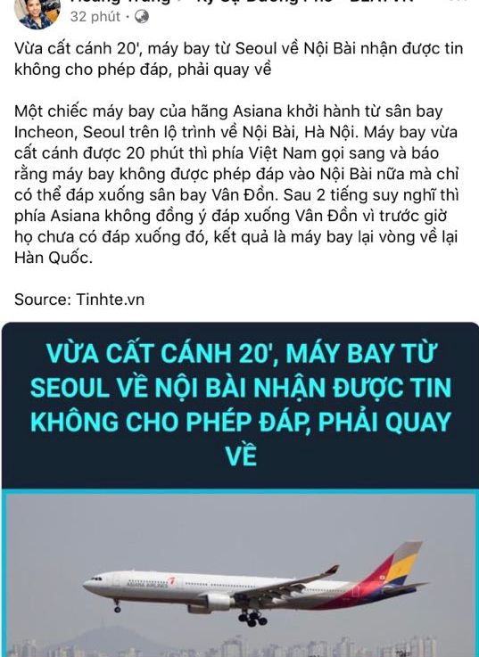 Cục hàng không xác nhận một chuyến máy bay Hàn Quốc đến Nội Bài rồi quay về nước - Ảnh 1.
