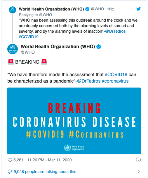 Nóng: WHO chính thức tuyên bố dịch COVID-19 là đại dịch - Ảnh 1.