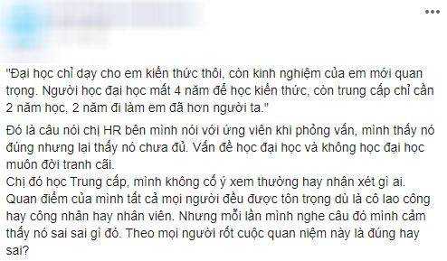 D&otilde;ng dạc n&oacute;i c&acirc;u n&agrave;y khi phỏng vấn ứng vi&ecirc;n, &ldquo;chị HR&rdquo; khiến bao d&acirc;n c&ocirc;ng sở dậy s&oacute;ng quanh đề t&agrave;i bằng cấp - Ảnh 2.
