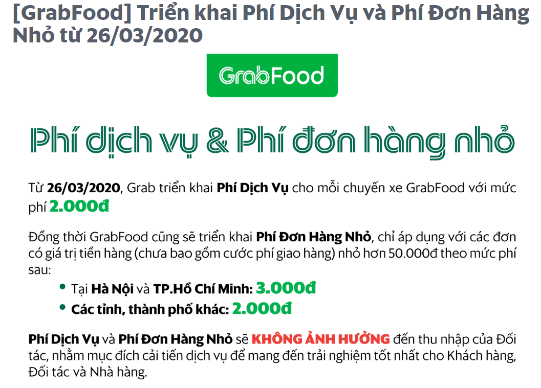 Grab bất ngờ tăng giá dịch vụ của GrabFood, chị em nội trợ làm việc tại nhà nên lưu ý tới &quot;phí đơn hàng nhỏ&quot; - Ảnh 2.