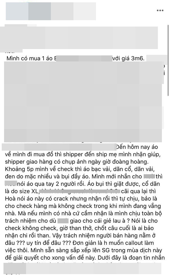 Bỏ 3,6 triệu mua chiếc áo hàng nội địa lại nhận về nùi giẻ bạc phếch nhàu nhĩ, liên hệ với chủ shop thì chỉ nhận được câu trả lời quá đỗi lạnh lùng - Ảnh 2.