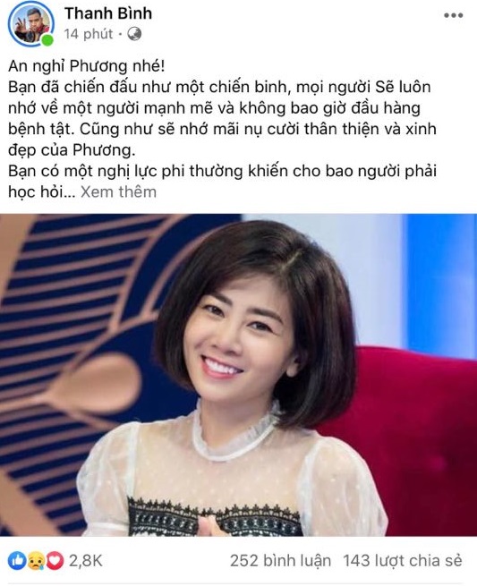 Loạt nghệ sĩ Việt tiếc thương khi Mai Phương qua đời sau 2 năm chống chọi với ung thư - Ảnh 5.