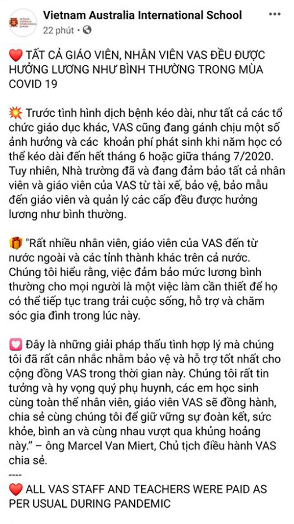 Vụ thu học phí cả trăm triệu đồng cho 3 tháng dù tiền đóng trước đó chưa sử dụng đến: Trường Quốc tế càng gây bức xúc khi đưa lý do trả lương cho giáo viên  - Ảnh 2.