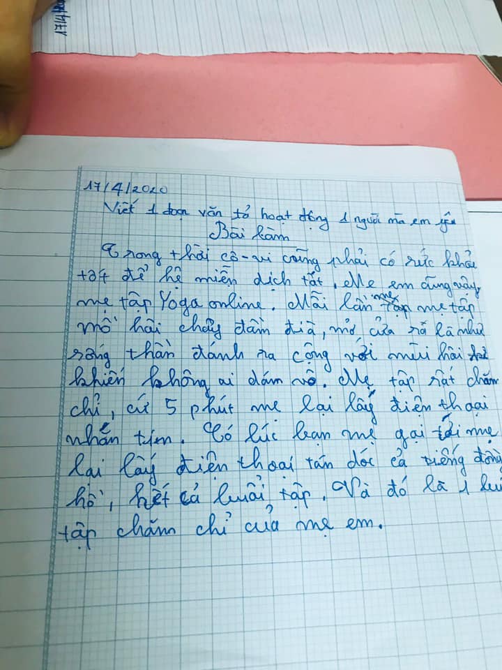 Viết văn tả cảnh mẹ tập Yoga, cậu bé khiến ai nấy cười rũ rượi khi miêu tả: &quot;Mồ hôi đầm đìa, hôi đến mức không ai dám vào&quot; - Ảnh 2.