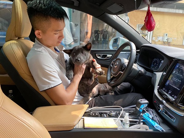 Nguyễn Văn Dúi trên chiếc xe sang, còn chú chó của anh ta lại ngồi ở phía sau. Đó quả thật là một cảnh tượng đáng yêu và có chiều sâu. Hãy xem hình để cảm nhận thêm những điều thú vị.