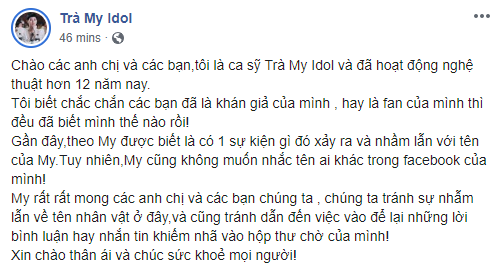 Trà My Idol chính thức lên tiếng phản bác khi bị chỉ trích oan trong vụ diễn viên &quot;Thương nhớ ở ai&quot; mỉa mai loạt sao Việt xót thương cho Mai Phương - Ảnh 1.