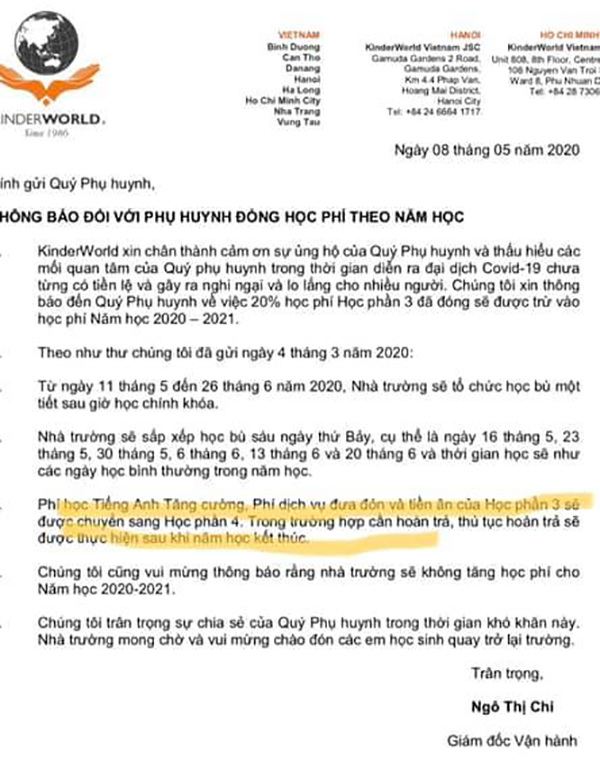 Một trường Quốc tế ở Hà Nội thu 80% học phí dù học sinh nghỉ học tránh dịch, phụ huynh đội nắng lên trường phản đối - Ảnh 2. Một trường Quốc tế ở Hà Nội thu 80% học phí dù học sinh nghỉ học tránh dịch, phụ huynh đội nắng lên trường phản đối - Ảnh 2.