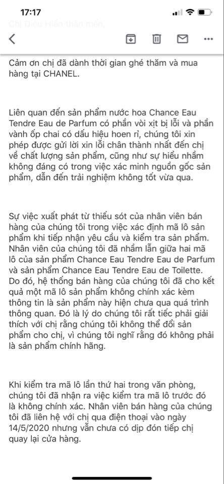 Lùm xùm nước hoa Chanel ở Tràng Tiền Plaza: Đổ lỗi cho nhân viên bán hàng - Ảnh 3.