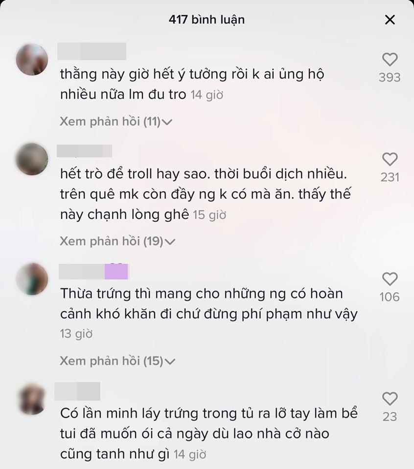 Con trai bà Tân Vlog xếp trứng quanh nhà để troll mẹ, bị dân tình phẫn nộ lên án vì lãng phí thức ăn - Ảnh 6. Con trai bà Tân Vlog xếp trứng quanh nhà để troll mẹ, bị dân tình phẫn nộ lên án vì lãng phí thức ăn - Ảnh 6.