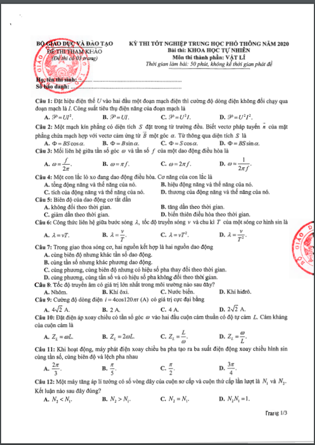 MỚI: Bộ GD-ĐT công bố đề thi tham khảo tốt nghiệp THPT của 13 môn học - Ảnh 5.