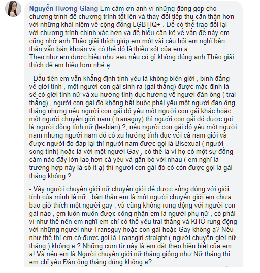 Hương Giang chính thức lên tiếng sau phát ngôn gây tranh cãi về người chuyển giới nữ ở Người ấy là ai - Ảnh 4.