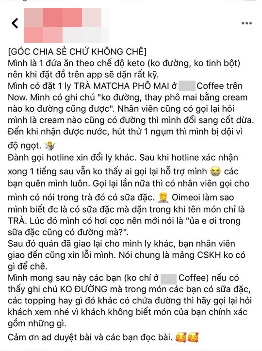 Đang ăn kiêng nhưng vẫn lao vào đặt món trà phô mai siêu béo, cô gái bị chị em mắng tới tấp vào mặt vì &quot;củ hành&quot; nhân viên xong còn lên mạng phàn nàn - Ảnh 1.