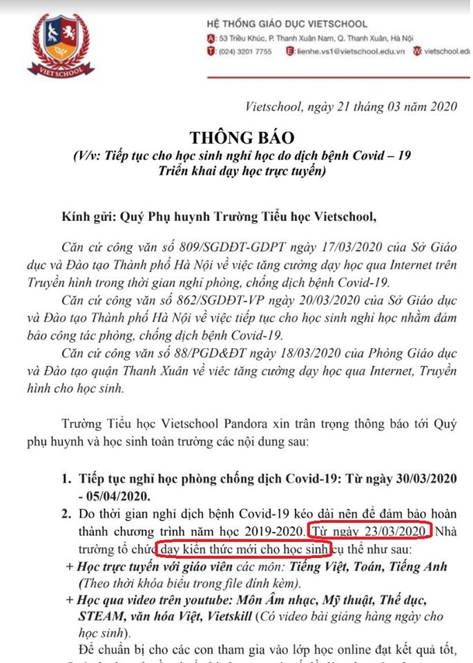 Phụ huynh một trường tiểu học ở Hà Nội tố bị trường gửi email &quot;đe dọa&quot; sau khi phản đối chính sách học phí mùa dịch - Ảnh 3.