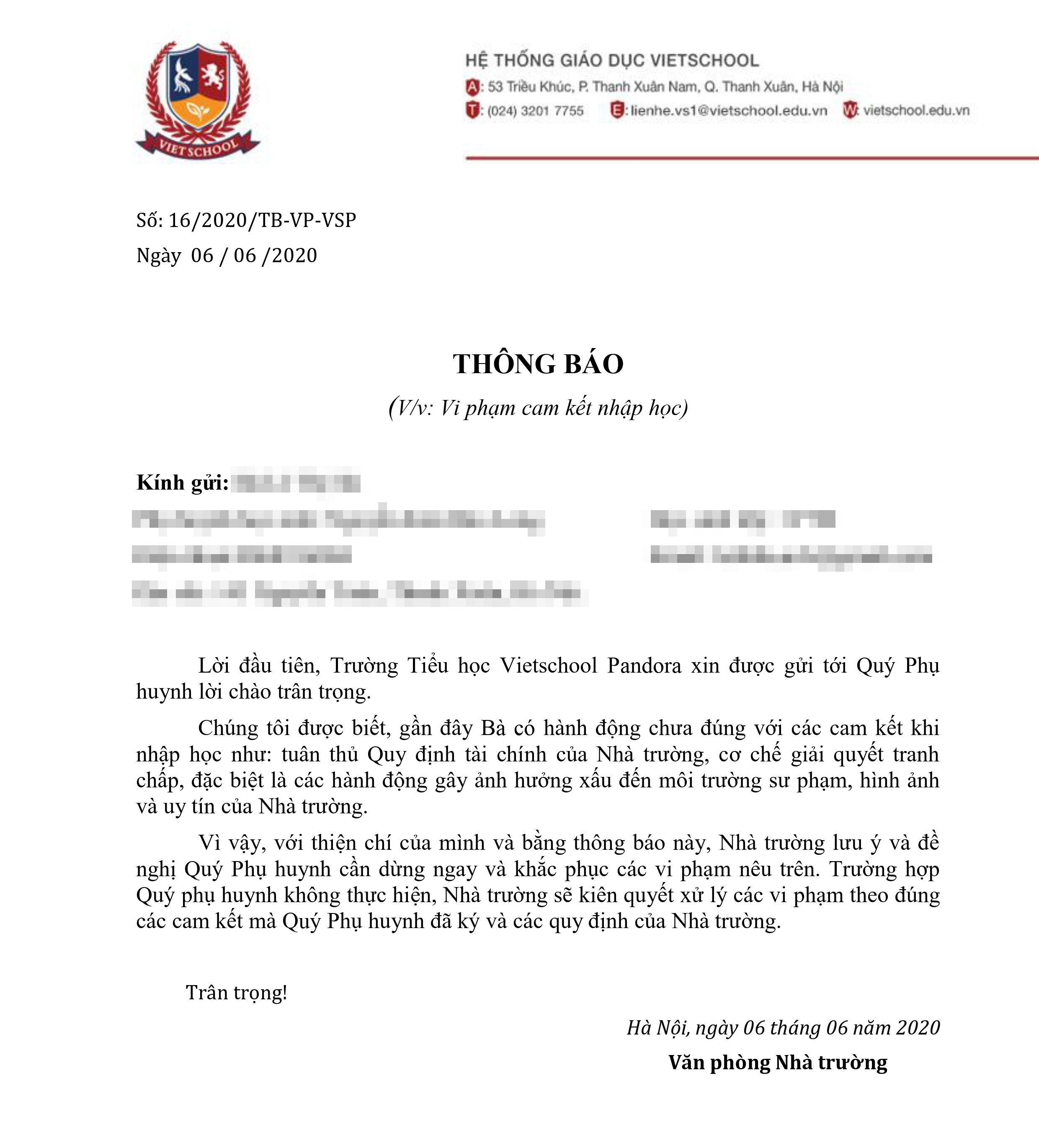Vụ phụ huynh ở Hà Nội phản đối chính sách học phí bị trường gửi email &quot;cảnh cáo&quot;: Nhà trường chính thức lên tiếng - Ảnh 3.