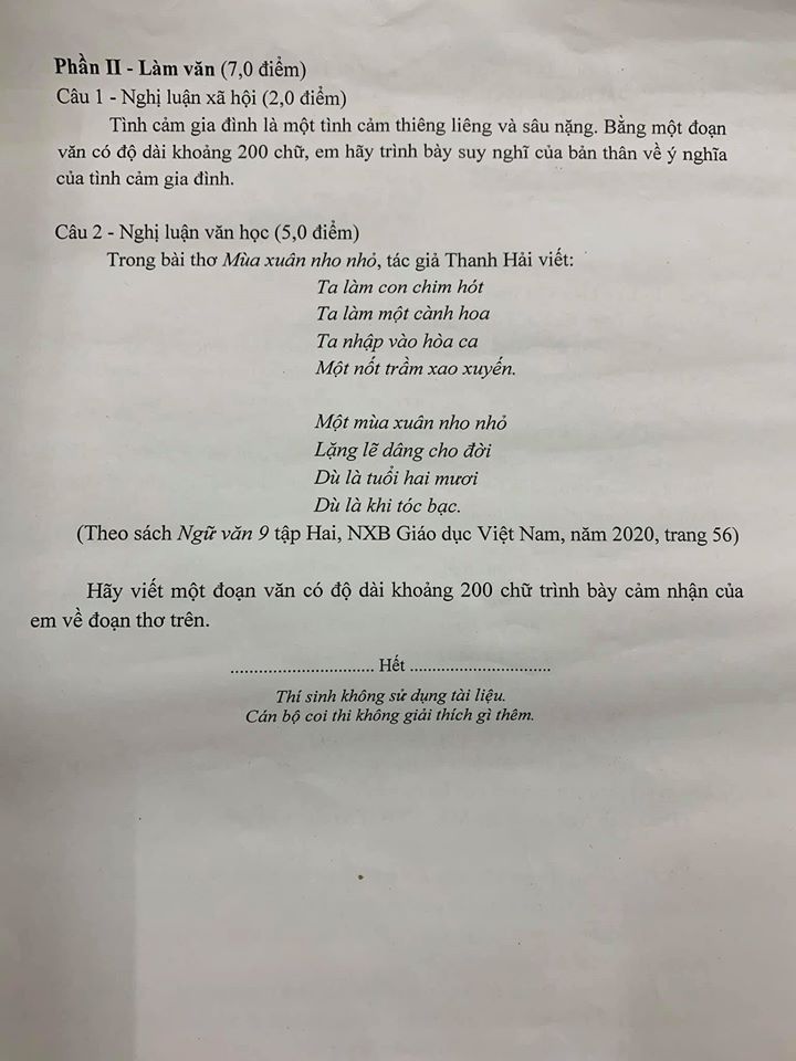 Đề thi chính thức 3 môn Toán, Ngữ Văn, tiếng Anh vào trường THPT chuyên Khoa học Xã hội và Nhân văn, năm đầu tiên tuyển sinh lớp 10 - Ảnh 7.