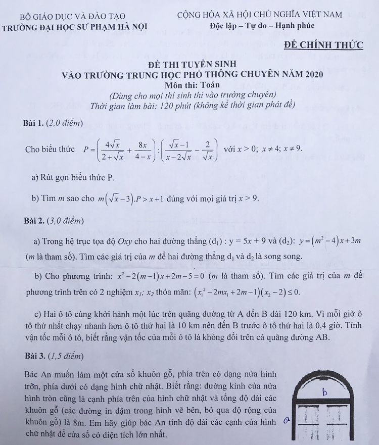 Đề thi Toán trường THPT chuyên Đại học Sư phạm: Vừa sức nhưng vẫn có tính phân loại học sinh - Ảnh 1.