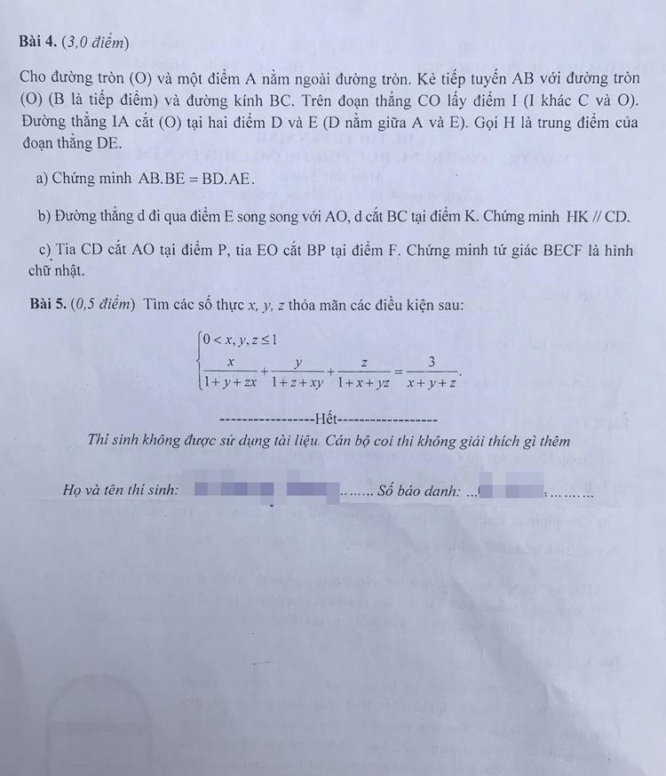 Đề thi Toán trường THPT chuyên Đại học Sư phạm: Vừa sức nhưng vẫn có tính phân loại học sinh - Ảnh 2.