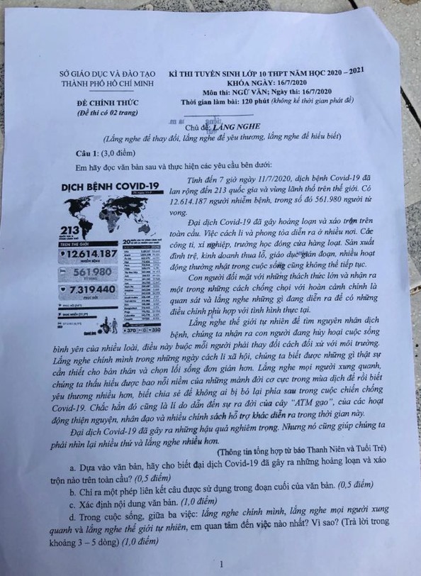 Đề thi Văn lớp 10 ở TP.HCM nhận cơn mưa lời khen: Mang đầy tính thời sự, tạo ra sự gắn kết giữa văn học và cuộc sống - Ảnh 3.