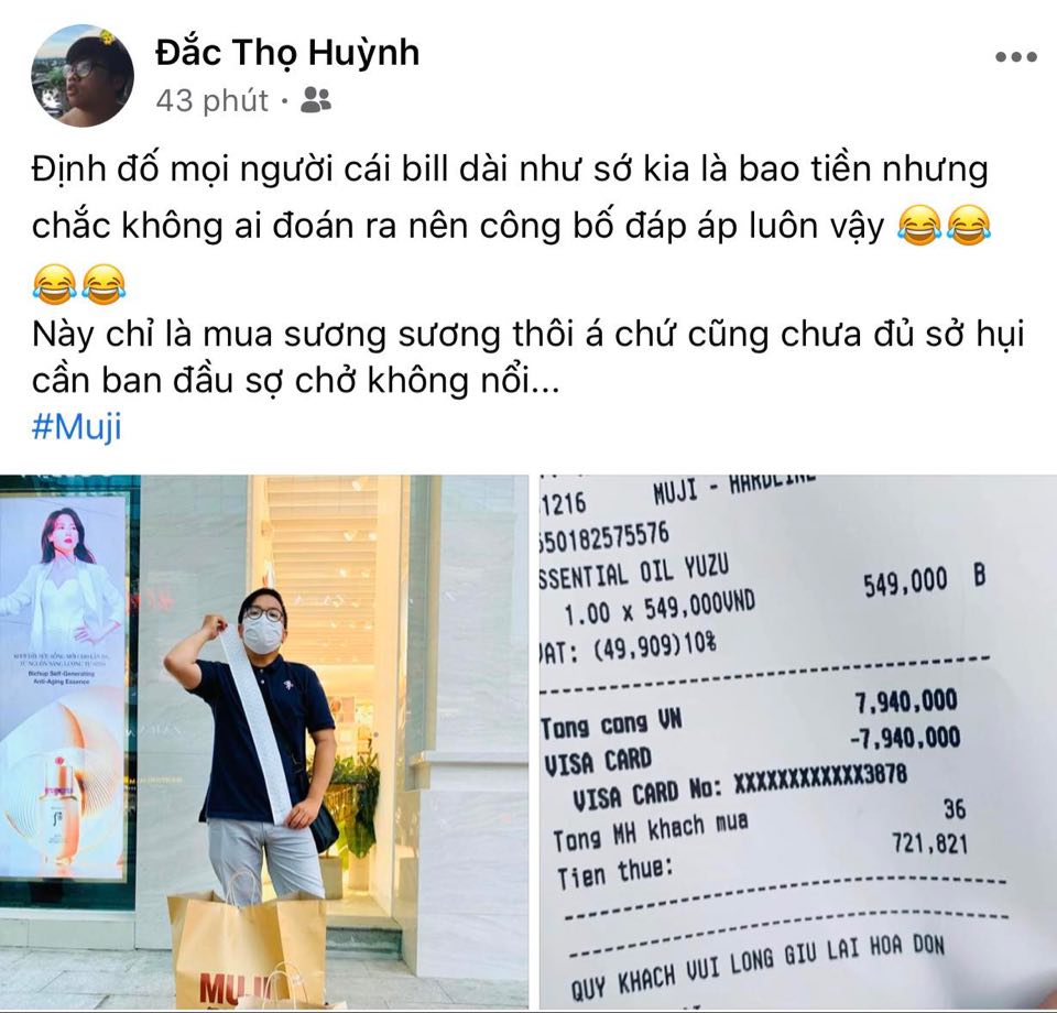 Lộ diện chàng fan &quot;trung thành&quot; của Muji, vừa khai trương gian trải nghiệm đã sở hữu ngay chiếc hóa đơn &quot;siêu khủng&quot; tới gần 8 triệu đồng - Ảnh 2.