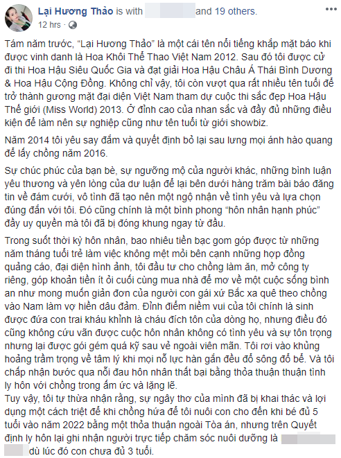 Hoa khôi Thể thao Lại Hương Thảo công khai chuyện ly hôn, kiện chồng đại gia để đòi lại quyền nuôi con - Ảnh 1.