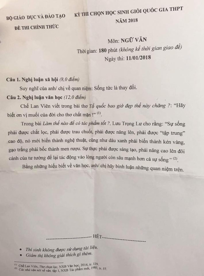 Hé lộ đề thi học sinh giỏi Quốc gia môn Văn qua các năm: Đề nào cũng 