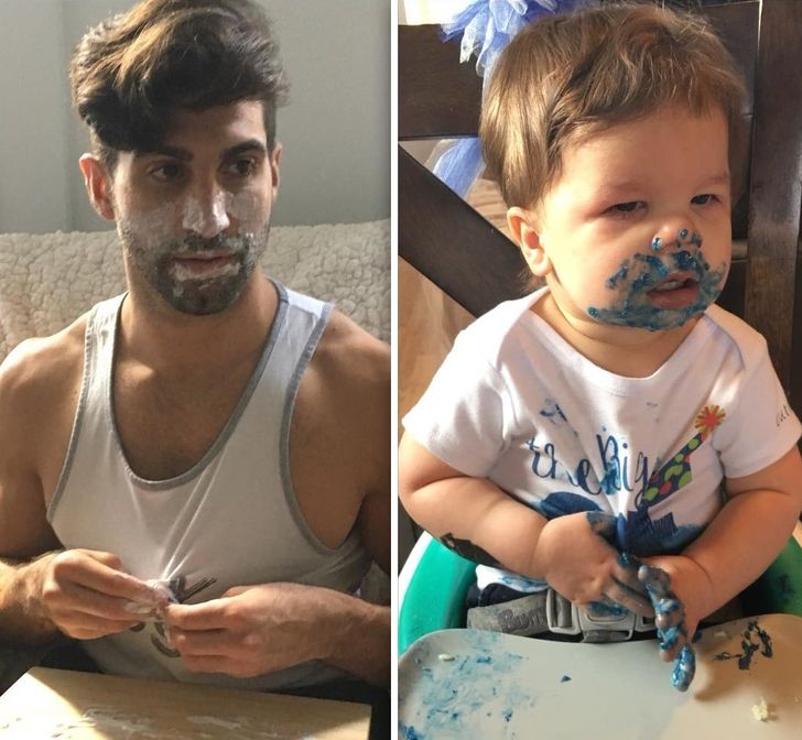 M&agrave;n đọ d&aacute;ng si&ecirc;u cấp đ&aacute;ng y&ecirc;u giữa b&eacute; trai 18 th&aacute;ng tuổi &ldquo;bụng mỡ&rdquo; v&agrave; người cậu ruột &ldquo;bụng 6 m&uacute;i&rdquo; - Ảnh 16.