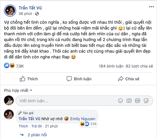 Nửa đêm BigDaddy gây chú ý với quan điểm ẩn ý về vụ Âu Hà My ly hôn, còn tag nhẹ bà xã Emily - Ảnh 2.