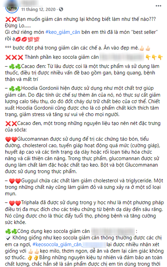 Thực hư kẹo giảm cân chứa ca cao vừa giảm mỡ vừa chống huyết áp cao khiến chị em phát sốt - Ảnh 1.