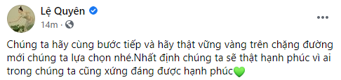 Sau khi công khai sánh bước bên &quot;tình trẻ tin đồn&quot;, Lệ Quyên lại khẳng định: &quot;Ai trong chúng ta cũng xứng đáng được hạnh phúc&quot; - Ảnh 1.