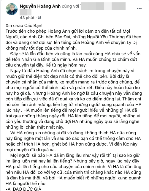 Diễn viên Hoàng Anh chính thức lên tiếng về ồn ào ly hôn, bị vợ cũ tố bội bội bạc và mối quan hệ với &quot;người tình tin đồn&quot; - Ảnh 2.