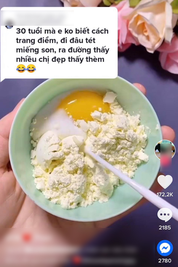 Xuất hiện trào lưu đắp mặt nạ trứng gà sữa tươi trên mạng xã hội Tiktok, chuyên gia đưa ra khuyến cáo - Ảnh 1.