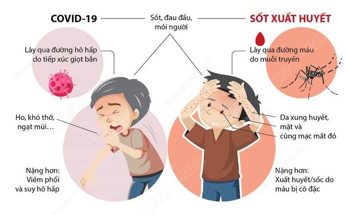 Phân biệt COVID-19 và sốt xuất huyết