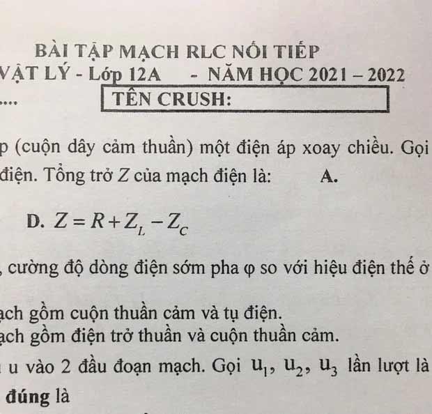 Thầy giáo phát phiếu bài tập kiểm tra Vật Lý, đến phần ĐIỀN TÊN nhiều học sinh phải ngậm ngùi... bỏ trống: Thế này ai lầy lội qua thầy - Ảnh 1.