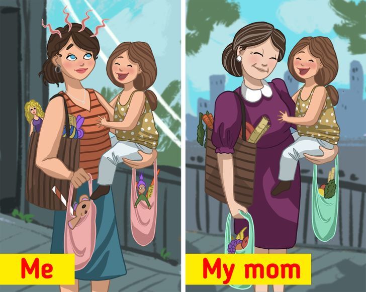 Bộ ảnh so sánh sự khác biệt giữa mẹ và bà ngoại: ''Có con rồi mới thấy các bà đúng là siêu nhân'' - Ảnh 3.